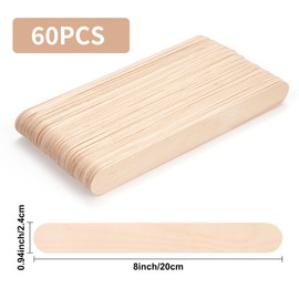 CRTWDMAN 60 Pieces Jumbo Craft Sticks, 8 Inch Natural Wooden Popsicle Sticks, Multi-Functional Ice Cream Sticks for Crafts, Tongue Depressors, Hair Removal and Waxing Sticks, Plant Labels, DIY Classroom Crafts