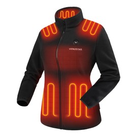Venustas Women's Fleece Heated Jacket with Battery Pack, Soft Lightweight Heating Coat for Outdoor Activities