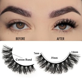 APCYUST Lashes Wispy False Eyelashes Volume Cat Eye Strip Lash Natural Look Fluffy Fake Mink Lashes Strips 7 Pair Cateye Eyelash Demi Wispies Natural Eye Lashes Pack Short Full Pestañas Postizas Set