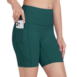 WIILIT 3 / 6 Inch Women's Swimming Shorts UPF 50 Swimming Trunks Bikini Bottoms Swimming Shorts High Waist Tummy Control Board Shorts Quick Drying with Inner Lining Pockets, Turquoise 6 Inch