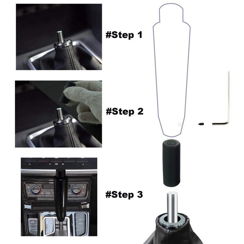 Lunsom Automatic Shift Knob Metal Car Shifting with Push Button