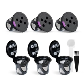 6 Pack Reusable K Cups Compatible for K eurig K-Supreme and K-Supreme Plus, Refillable K Coffee Pods with Stainless Mesh Coffee Filter