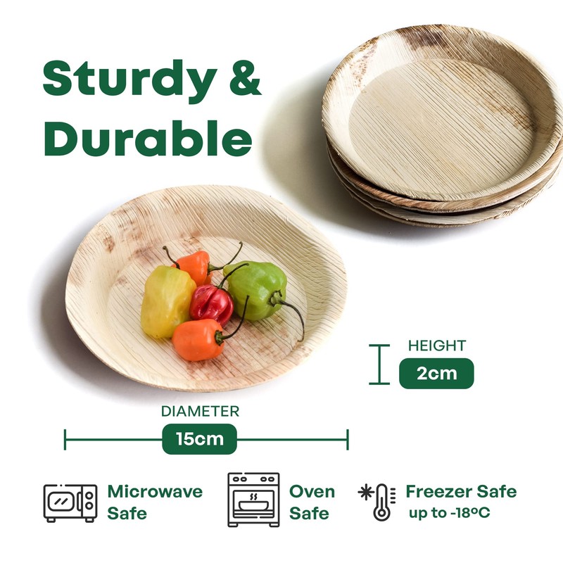 DISPOSABLE GREEN – Round Disposable Plates, Areca Leaf Serving Plates,