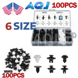 AQJ For Subaru 100Pcs Bumper Hood Clips Retainer Rivet Fastener Fender Push Pin US*