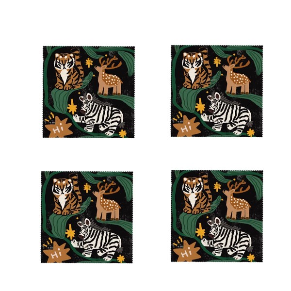 4PCS 6 x 6 inThickened Eyeglasses Cleaning Cloths, Cute Animal
