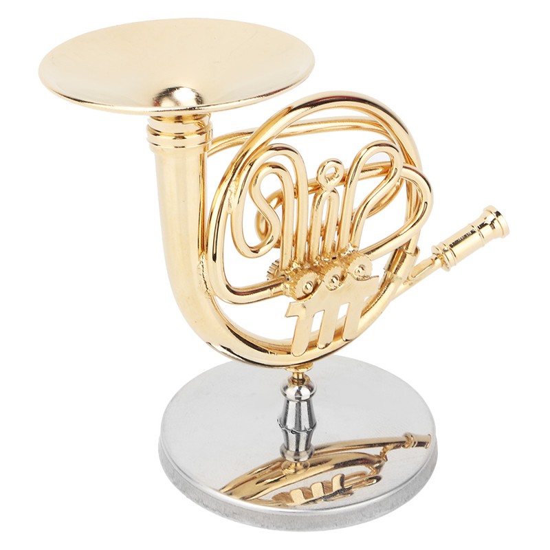 Miniature French Horn Delicated Golden Mini Instrument Ornament Decoration for