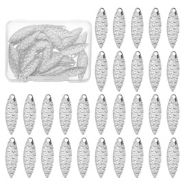 PATIKIL Fishing Lure Blades, 40 Pack 1" x 0.3" Round Fishing Spinner Baits Willowleaf Lure Spinner Making Part with Plastic Storage Box for Bait Accessories, Silver Tone