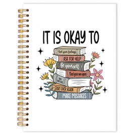 Qabliqo Floral Book Mental Health Spiral Notebooks, Motivational Journals for Writing, Mental Health Journal for Women, It's Okay to Inspirational Quote Notebook for Note Taking, 5.5x8.3 Inch