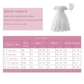 Leideur Baby Girl Christening Dress Long Blessing Dresses White Formal Wedding Dresses for Newborns, White