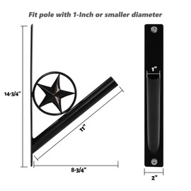 Anley Iron Star Flag Pole Holder - Wrought Iron Flag Pole Bracket - Heavy Duty & Weather Resistant, Texas Star Wall Mounting Bracket with Black Matte Coating for House Yard Garden Flagpole