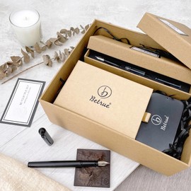 Betrue Fountain Pen & Rollerball Pen 2-in-1, The Summit Collection Gift Set with 0.7mm Medium Smooth Writing and Sandalwood Stand, 7 Ink Cartridges, Leather Case in Premium Gift Box, for Journaling