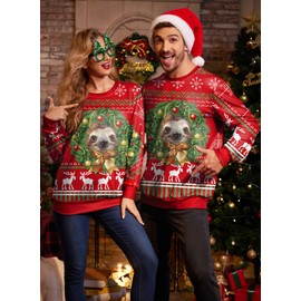 BesserBay Christmas Jumper Unisex Men's 3D Printed Long Sleeve Crew Neck S-XXL