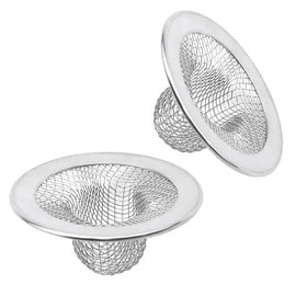 Antrader Kitchen Sink Strainer, 2Pcs Stainless Steel 2-Inch Diameter Mesh Round Filter Bathroom Bathtub Wash Basin Garbage Disposal Basket Filter