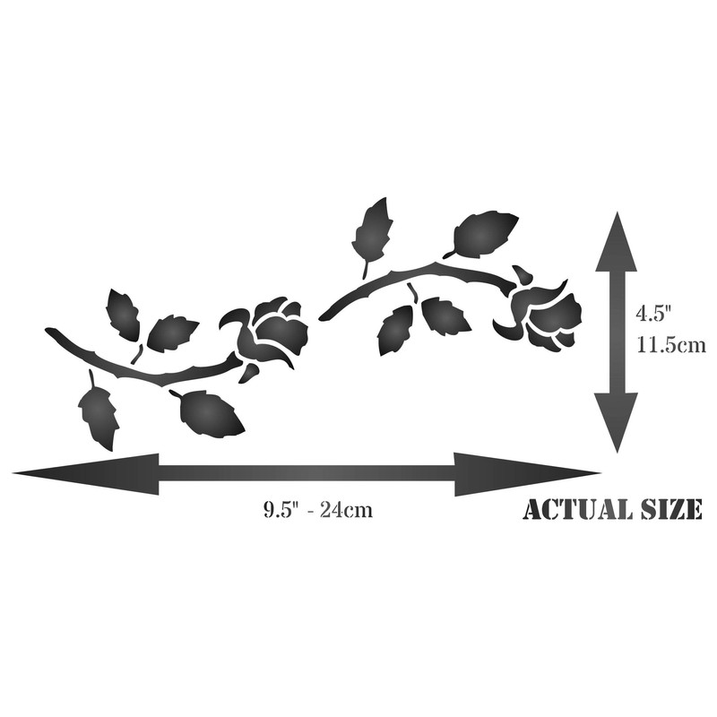 Rose Buds Stencil Reusable 24 x 11.5 cm