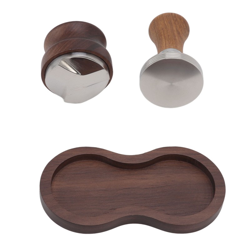 Coffee Hammer Tamping Kit Walnut Stainless Steel Tamper Distributor Set