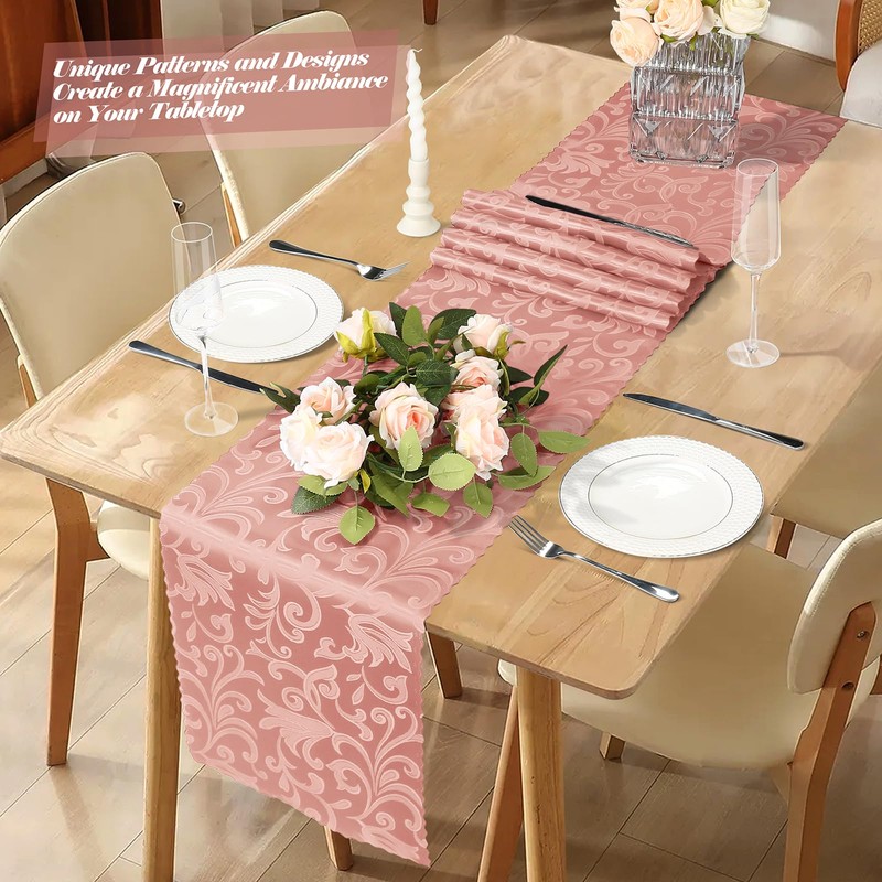MILVOWOC 4 Pack Rose Gold Satin Table Runner, 12 x