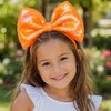 Orange Big Hair Bow Headband, Sequin Party Glitting Headwear for