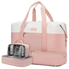 LOVEVOOK Weekender Bag, Large Travel Duffel Bag for Women with 2 Packing Cubes, Carry on Overnight Bag with Shoe Compartment, Mom Hospital Bags for Labor and Delivery