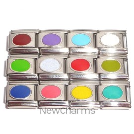 Mix Set of 12 Oval Colorful Italian Charms Birthstone Inspired Charm Links MIX156