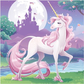 16-Count 3 Ply Paper Beverage Napkins, Unicorn Fantasy