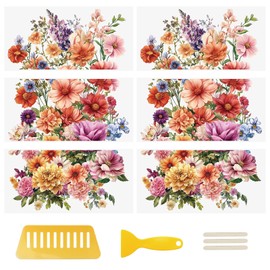 WANDIC 6PCS Rub On Transfer Sticker, Vintage Flower Clusters Transfer Decals for DIY Scrapbooking Photo Albums Furniture Envelope 11.8 * 5.9in