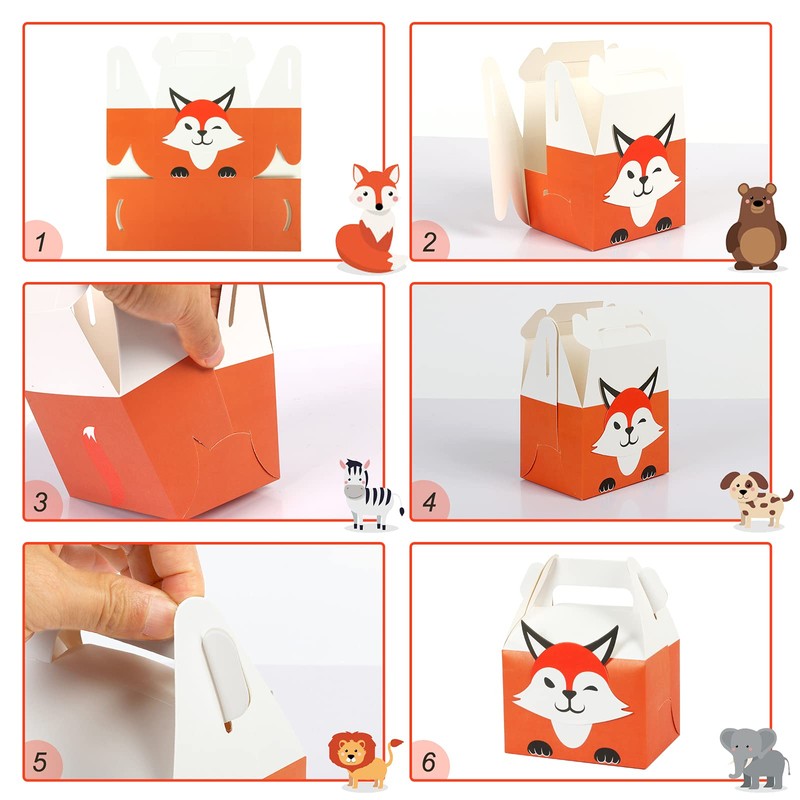 Kesote 12 Cajas de Animales Cajitas de Papel Kraft de