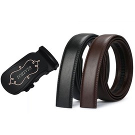 aplusashop ID Men's Belt Genuine Leather with Engraving Automatic Buckle Black Belt Black/Brown up to 130 cm, brown