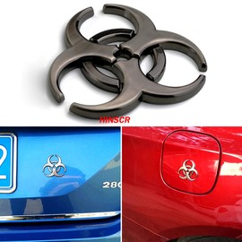 HINSCR 3D Metal Biochemical Badge car Protection Umbrella Modification 3D Decal Emblem for Car Motorcycle (Grey)