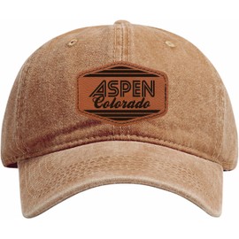 R and R Imports Aspen Colorado City Retro Souvenir Dad Hat Unisex Soft Baseball Cap with Engraved Leather Patch Coffee