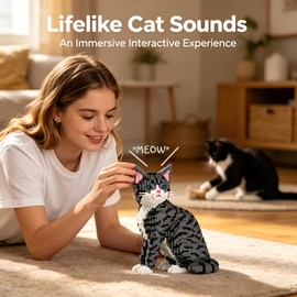 2 in 1 Cat Micro Building Blocks Set, Sitting or Lying Cute Tabby Model