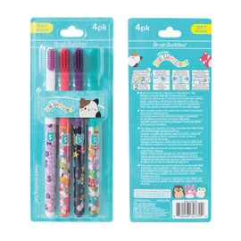 Brush Buddies Squishmallows Assorted Manual Toothbrushes, Soft Toothbrushes, Toothbrushes for Kids and Adults, 4PK
