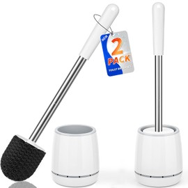 Juego de cepillo para polvo de inodoro, cepillo para polvo de inodoro y soporte, cabezal de cepillo para polvo de inodoro con soporte ventilado, juego de escobillas de inodoro compactas para limpieza