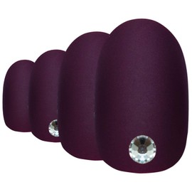 False Nails Bling Art Red Brown Matt Oval 24 False Nails Medium Tips with Glue