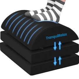 TranquilRelax Foot Rest for Under Desk at Work, Gaming Accessories Foot Stool with 3 Adjustable Heights & Washable Cover, Comfortable Office Desk Accessories, Footrest for Office, Home and Car (Black)