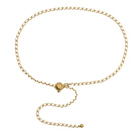 YAMEIZE Women Waist Chain Belt - Adjustable Body Metal Belly Chain for Pants Dresses Trousers (Gold-White)