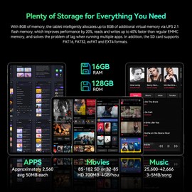 Alphawolf Android Tablet 10 inch Tablets, FHD 1920 * 1200 Display, 16GB RAM 128GB ROM Octa Core Processor, Widevine L1, 2.4G/5G WiFi Tablet Android 14