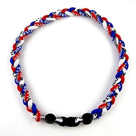 MapofBeauty 18" Sport Style Three Colors Fashion Three Braided Rope Tornado Necklace (Royal Blue/Red/White)