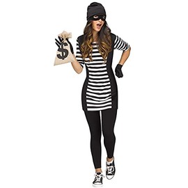 Fun World Women's Burglar Babe Adult Costume, Black, S/M Size 2-8