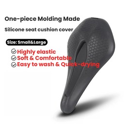 SUKOUSRAM Silicone Bike Seat Cover with Honeycomb Structure (Black, Large)