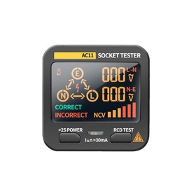 LCD Socket Tester with Voltage Display, RCD Socket Tester, Circuit Analyzer, Polarity Detector, Leak Tester, Power Line Error Tester, 8 Visual Indicators (EU)