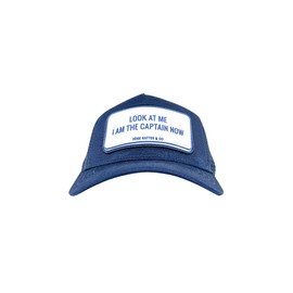 John Hatter & Co Trucker Cap Look at ME I AM The Captain Now Rubber Navy Dark Blue White, blue