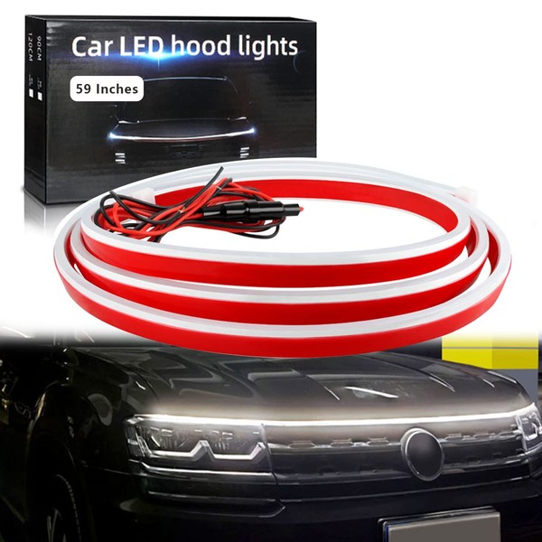 GZRUICA Car Hood Light Strip 59 Inches White Exterior Car