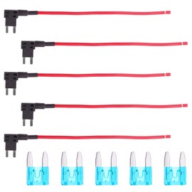 Rantecks 5PCS 12V Car Add-A-Circuit Fuse Tap Adapter Piggy Back Mini Blade ATO ATC Fuse Holder with 15A Mini Blade Fuse for Car Motorcycle Boat