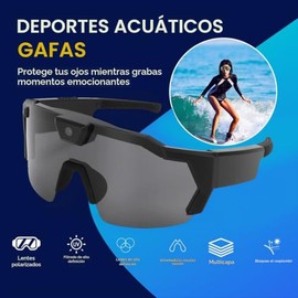 Gafas con Cámara Inteligente, Cámara Deportiva HD 1080P de 12 MP, Lente Gran Angular, Gafas de Ciclismo Inteligentes Polarizadas con Estabilización El