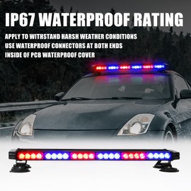 WINECO RED Blue Roof top Light bar Magnetic Flashing 56 LED Emergency Strobe Light Bar for Volunteer POV Firefighter EMS Law Enforcement Vehicles Police Cars, Double Side Safety Warning Beacon Lights