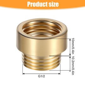 Kifmurase Brass G1/2 Male to Female Thread, 2 Pack Shower Head Extension Arm, 20mm Length Fitting Shower Extension Tube Coupler Copper Extender Arm for Garden Faucet Outdoor Industrial