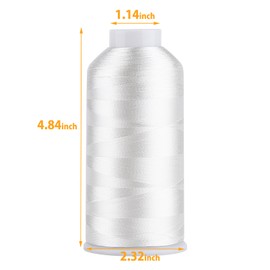 Simthread Rayon Embroidery Thread 5000 m 40wt 100% Viscose for Sewing Machines Professional and Home Use Cream White