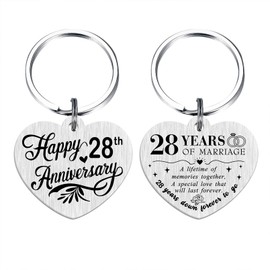 Tangvo 28th Anniversary Keychain - Happy 28 Years Wedding Anniversary Present