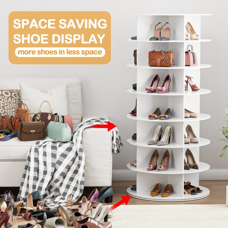 MAGIC UNION Rotating Shoe Rack Tower 7 Tier Organizer, Vertical