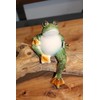 Holzwurm Decorative Ceramic Frog Sitting 20cm Garden Ornament Green White